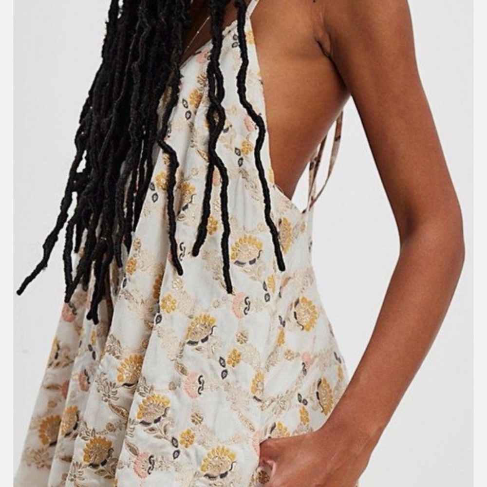 Free People Chiara Playsuit Jacquard Metallic Romper